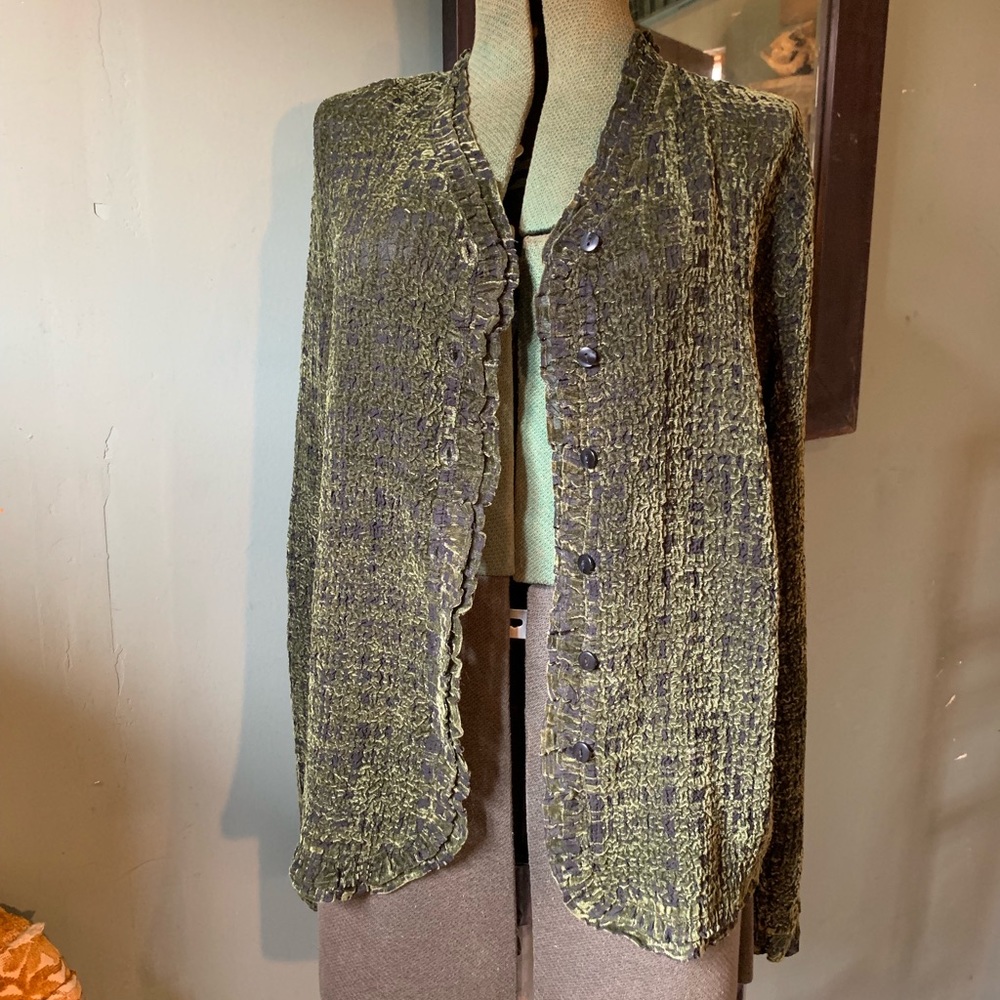 💚 Forest Green Velvety Blouse by Coldwater Creek